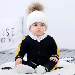 2 adet Bebek Erkek Giysileri Set Çocuk Uzun Kollu Örme Kazak + Pantolon Toddler Sonbahar Kış Giyim Bebek Butik 210615