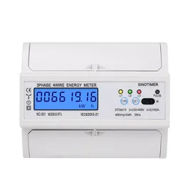 3 Phase 4 Wire RS485 Modbus 380V Din Rail Energy Meter Digital Backlight Power Factor Monitors with voltage current display