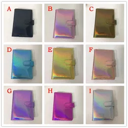 A6 bindemedel regnbåge glitter anteckningsblock täcker läder löstblad skal med knapp enkla handbok fall skol kontorsmaterial