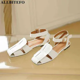 ドレスシューズZapatos de Punta Cuadrada Para Mujer Sandalias Interales PielAuténticaCon Suela Gruesa Zapatos PlayaTalónScubierto220303