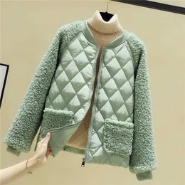 Winter Warme Casual Gelb Patchwork Mode Parkas Frauen Plüsch Casual Lämmer Verdicken Lose Kaschmir Nähte Jacke Weibliche 210619