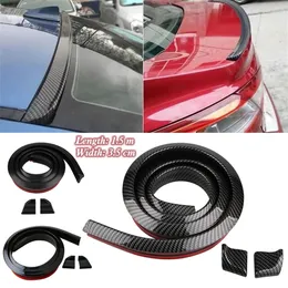 1.5M Car-Styling DIY Car Rear Bumper Lip Spoiler Carbon Fiber Rubber Strip Protector for Truck Car Tail Decoration