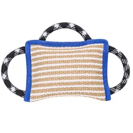 Durable Dog Training Bite Pillow 10x7 Inches Safe Biting Pad with 3 Comfortable Strong Handles Tough Jute Toy Medium Large Dogs Ideal Tug War K9 IPO Schutzhund Puppy