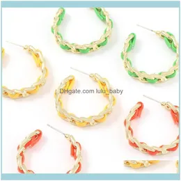 Jewelryfashion Metal Chain Shaped Candy Color Artificial Leather Earrings Womens Hoop Party Jewelry Aessories & Hie Drop Delivery 2021 Hg8Cm