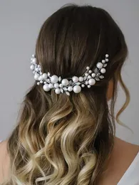 Headpieces Trendy Pearls Women Headbands Silver Ladies Fascinators Opal Rhinestones Chic Hair Accessories Beads Handmade Wedding Hairband