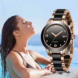 SUNKTA Gift Quartz Women Watches Ceramics Stainless Steel Watches Women Top Luxury Brand Ladies Boutique Watch Reloj De Dama 210517