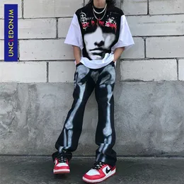 UNCLEDONJM designer pants men clothing wo streetwear graffiti jeans trousers Skeleton denim Hip Hop A213 211108