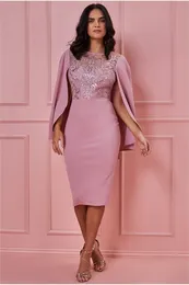 2022 Short Mother's Dress Applique Lace Dresses Sheath Jewel Sleeveless Knee Length Satin Groom Gowns