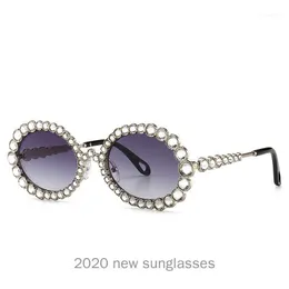 Occhiali da sole rotondi vintage MINCL/diamanti da donna ovali di lusso da uomo con strass punk occhiali firmati di marca NX1