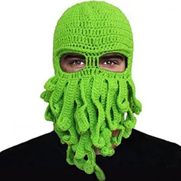 Outdoor Hats Handmade Tentacle Octopus Pure Cotton Hat Balaclava Cap Winter Warm DIY Skullies Beanies For Woman Men's Christmas Gift