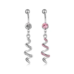 YYJFF D0013-2 ( 2 colors ) piercing body jewelry new style navel belly ring clear & PINK colors stone drop shipping