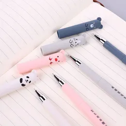 4 + 10 pezzi animali penna cancellabile 0.35mm Cute Panda Cat penne manico lavabile penna Gel 0.35mm bacchette di ricarica cancelleria scolastica  21