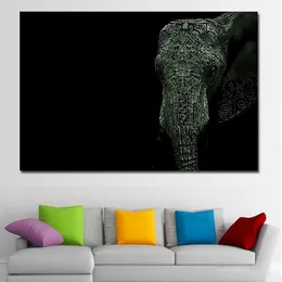 Unframed Black White Elephant Malarstwo Płótno Nowoczesne Dekoracje Wall Art Picture do salonu Drukuj malarstwo