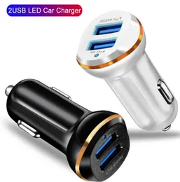 Carregador de carro USB duplo universal 2.4A 3a LED adaptador de carregamento para Samsung S8 iPhone tablet jogador preto branco com caixa de varejo