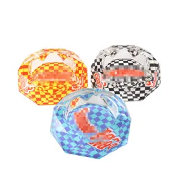 Cool Colorful Transparent Crystal Thick Glass Portable Ashtrays Herb Tobacco Cigarette Smoking Bracket Ashtray Case Innovative Design Holder DHL Free
