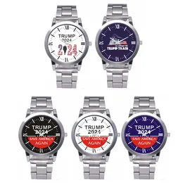 Trump 2024 Wrist Watches Party Favor Trumps Strap Watch Retro Letter Printed Men Quartz Wristwatches