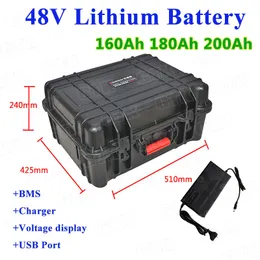 Portable 48V 160Ah 180Ah 200Ah lithium-ion battery with 100A BMS for Forklift motorhome electric car solar energy+20A charger