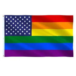 Amerikansk gay pride flagga 3x5ft, utomhus Inomhus Anpassade flaggor Banners Polyester Hängande annonsering, Designa din egen