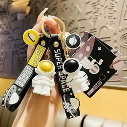 Cute Space Astronauta Key Chain Cartoon Spaceman Wszechświat Metalowy Klucz Pierścionek Dla Mężczyzn Kobiety Anime Torba Samochodowa Kluczowe Akcesoria G1019