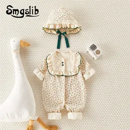 SMGSLIB夏の幼児ベビーロンパース女の子花半袖襟服女の子服220211