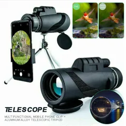 80X100 HD Kraftfull monokulärt teleskop Telefonkamera Zoom Starscope Stativ Teleskop Telefonklämma för utomhuscampingtillbehör 211229