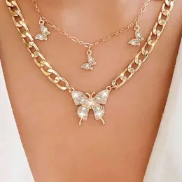 2021 Fashion Butterfly Necklace for Women Golden Jewelry Heart Gem pearl beads necklaces Whole Items Gifts Girl