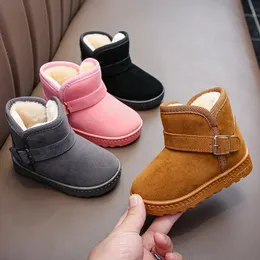 Boots Children's Snow Boys Girls 2021 Winter Sets Feet Plus Velvet Short Warm Soft-soled Cotton Shoes For Kids