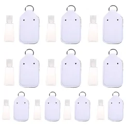 10Pcs Refillable Hand Sanitizer Bottles Holder Cover with Key Ring Portable Soap Lotion Liquids Empty Container Keychain G1019