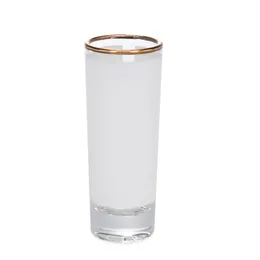 90ml / 3oz Sublimacja Szkło Wino Shot Whisky Kubek Mini Cup Bar Koktajl Tumbler Z Złotym Rimem Dla DIY Design 12 SZTUK Opakowanie Envioroment przyjazny