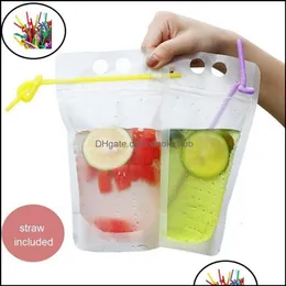 Other Drinkware Kitchen, Dining Bar Home & Gardenstand-Up 13*22.5Cm Beverage Liquid Juice Milk Packaging Clear Seal Drink Bag With Sts Ooa79