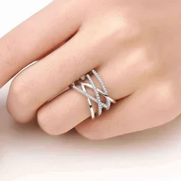 925 Sterling Silver Dwuwarstwowa Grid Micro Intaid Cyrkon Pierścienie Dla Mężczyzn Kobiety Skręcić styl etniczny regulowany otwarty palec