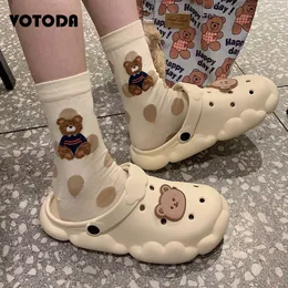 Summer Cute Clogs Shoes Girl Platform Beach Slippers Cartoon Bear Sandals For Women Outdoor Light Soft Slides Ladies Flip Flops Y0731