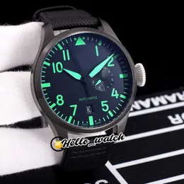 Big Pilot 46mm IW501903 Watches Date Green Mark Dial Automatic Mens Watch 7 Day Power Reserve PVD Black Steel Case Nylon Leather Strap Sport Hello_watch