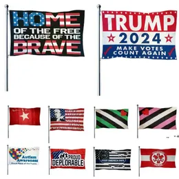 2024 Trump Flag Val Gör Amerika Bra igen 150 * 90cm USA Banner Flaggor Utomhus Inredning 4961