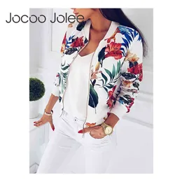 Jocoo Jolee Floral Sprint Fashion Bomber Jacka Kvinnor Långärmad Basic Coats Casual Tunn Slim Windbreaker Ytterkläder