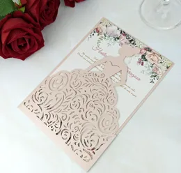 2021 Blush Flower Pink Flower Girl Quinceanera Convites com Envelope, 20 + Cor Brilhante Princesa Doce Quinze Festa de Aniversário Convites