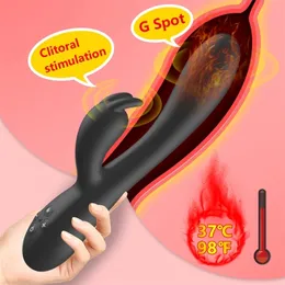 Riscaldamento vibratore del coniglio per donna G Spot stimolatore del clitoride della vagina masturbatore vibratore del dildo giocattoli adulti del sesso per la donna adulta 210329