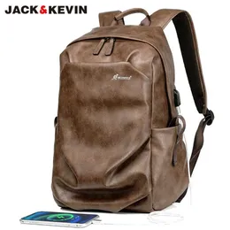 Jackkevin Brand Men's Retro Leather Backpack Large Capacity School Bag Anti-theft Travel Backpack For Men Laptop Backpack Bags 211026