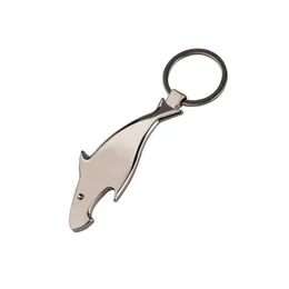 10pieces / parti 2021 Ny Rhinestone Shark Pendant Keychain Metal Animal CorksCrew Bottle Opener KeyRing Key Holder Inredningstillbehör