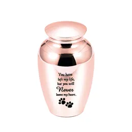 Cremation Urn Aluminum Alloy 70x45mm Jar Pendant Dog Paw Ashes Coffin Pot Engraved -You Have Left My Life But You Will Never Leave My Heart