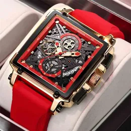 Lige Mężczyźni Zegarek Top Marka Luksusowy Wodoodporny Kwarcowy Square Wrist Zegarki Dla Mężczyzn Data Sport Silikonowy Zegar Mężczyzna Montre Homme 210804