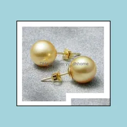 Studörhängen smycken Natural South Sea Round 10-11mm Gold Pearl 14K Aessory Drop Delivery 2021 USG5E