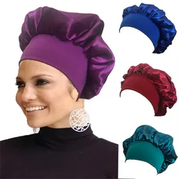 Satin Night Sleep Cap Hair Care Cover Turban Wide Band Elastic Headwear Bonnet Beanie Nightcap Sleeping Hep Wrap