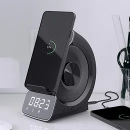 Smartphone Wireless Charger Bluetooth Speaker FM Rádio Áudio TF Card AUX Música Player MP3 Clock Alarme Titular do Telefone Móvel Stent Novo A30