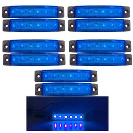 10Pcs Blu 12V 24V 6 LED Luci di posizione laterali Lampadine per auto Indicatori di direzione Luci di ingombro Luci laterali per rimorchio per camion