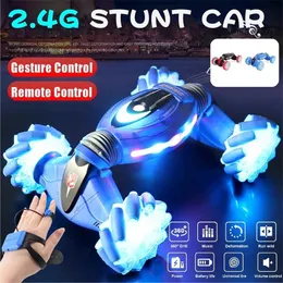 RC Car Radio Gesture Induction 2.4G Toy Lights Music Drift 4WD Dancing Twist Stunt Remote Control for Kids Gift Children 220315