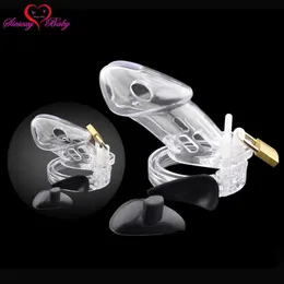 New Transparent Penis Cage Electric Shock Host and Cable electro shock sex toys electro stimulation sex toys for TENS adult game X0728