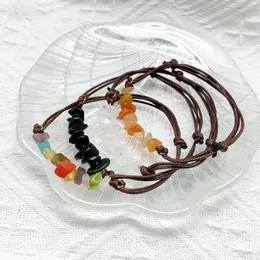 Zroszony, nici Handmade Francuski Eleganckie Kryształowe Bransoletki Dla Kobiet Wax Lina Łańcuch Regulowane Natural Stone Bangles Hurt