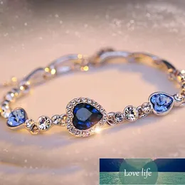 IPARAM Hottest Womens Ladies Crystal Rhinestone Bangle Ocean Blue Bracelet Chain Heart Jewelry Jewelry Gift