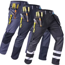 Lastbyxor Mens Casual Working Fashion Pantalon Homme Streetwear Trousers Hi Vis Utomhus Arbetstorlek M-4XL 210715